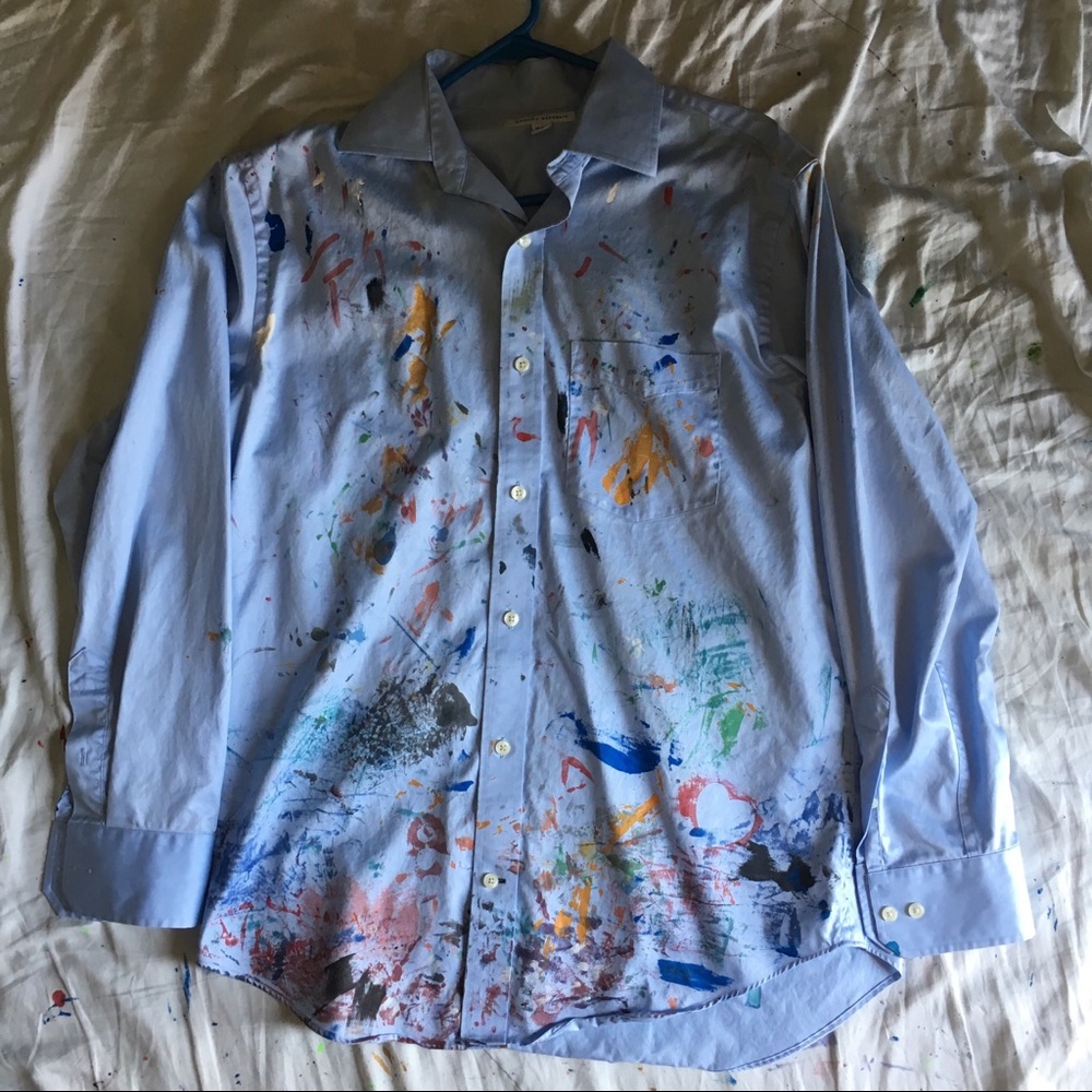 Paint splattered banana republic button down shirt